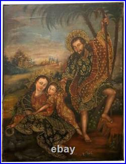 Cusco School Painting Sacred Family Original religious painting oil on canvas Holy Family Colonial Cuzco painting