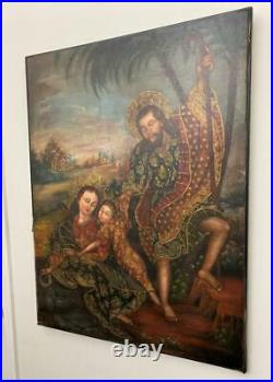Cusco School Painting Sacred Family Original religious painting oil on canvas Holy Family Colonial Cuzco painting