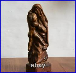 10 Antique Religious Sculpture WOOD CARVING VIRGIN Statue with Jesus / Madonna