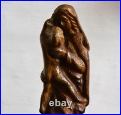 10 Antique Religious Sculpture WOOD CARVING VIRGIN Statue with Jesus / Madonna