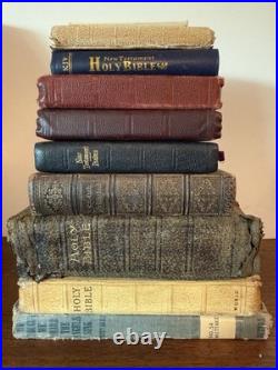 10 RARE Religious Book Lot Holy Bible Christianity Religion Antique Vintage Art