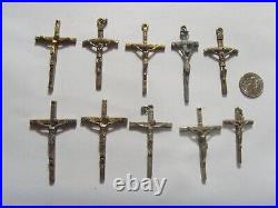 10 antique catholic nice collection lot religious crucifix crosses 52255