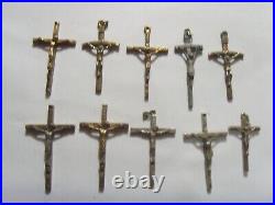 10 antique catholic nice collection lot religious crucifix crosses 52255