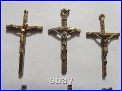 10 antique catholic nice collection lot religious crucifix crosses 52255