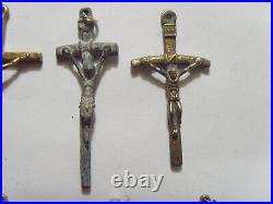 10 antique catholic nice collection lot religious crucifix crosses 52255