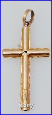 12 K yellow Gold& Diamond Circa 1900 Antique Cross Pendant / 1.6 grams