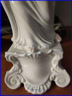 14,6 Antique French Virgin Porcelain Mary Jesus Statue Christ Religious 19th