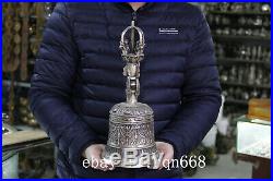 14 Tibet silver Religious rites Eight auspicious Vajra Dorje bell