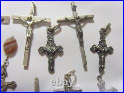 14 antique vintage catholic lot Christian cross crucifix religious pendant 51985