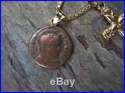 14KT Yellow Gold & Ancient Antique Roman Constantine Coin Pendant Charm