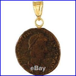 14KT Yellow Gold & Ancient Antique Roman Constantine Coin Pendant Charm
