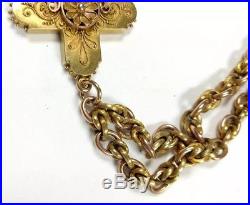 14k Gold Cross Necklace 38.5 Grams Antique Gold Religious Cross Chain Very Rare