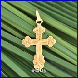 14k Yellow Gold Antique Ornate Cross Pendant