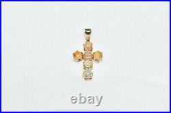 14k yellow gold antique cabochon 2.40 TCW Ethiopian Fire Opal cross pendant