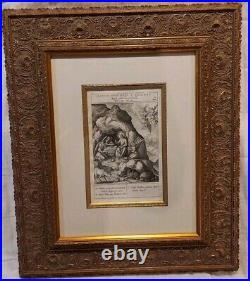 1593 Hieronymus Wierix 1553-1619 Orig. Engraving The Angels Minister to Christ