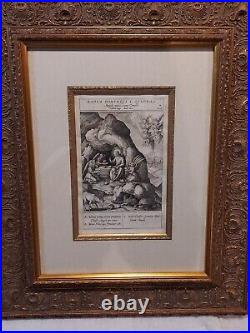 1593 Hieronymus Wierix 1553-1619 Orig. Engraving The Angels Minister to Christ