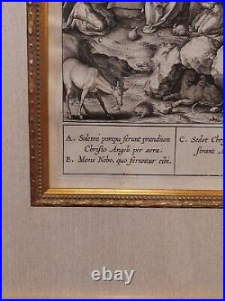 1593 Hieronymus Wierix 1553-1619 Orig. Engraving The Angels Minister to Christ