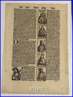 15th Century Nuremberg Chronicle Original Religious Leaf Woodcut Gothic Script