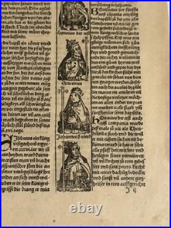 15th Century Nuremberg Chronicle Original Religious Leaf Woodcut Gothic Script