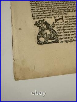 15th Century Nuremberg Chronicle Original Religious Leaf Woodcut Gothic Script