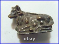 1600s antique religious sacrificial bull copper miniature pocket icon 52139