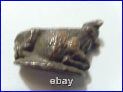 1600s antique religious sacrificial bull copper miniature pocket icon 52139