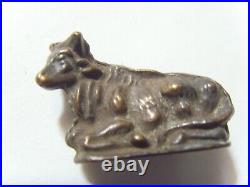 1600s antique religious sacrificial bull copper miniature pocket icon 52139