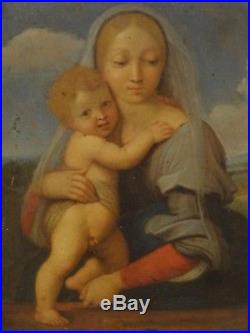 16th 17th Century Italian Old Master Madonna & Child Antique Painting RAPHAEL