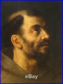 16th 17th Century Italian Old Master Saint Francis Monk Portrait Antique TITIAN