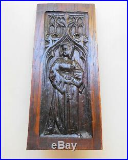 16th/17th FRENCH ANTIQUE LATE GOTHIC PERIOD PANEL IN OAK WOOD. Religious