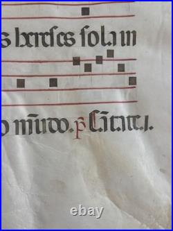 16th C Antiphonal Vellum Leaf Illuminated Manuscript 4 Initials Framed Spanish