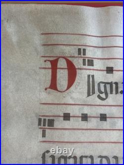 16th C Antiphonal Vellum Leaf Illuminated Manuscript 4 Initials Framed Spanish
