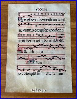 16th C Illuminated Antiphonal Vellum Leaf Gregorian Chant Double Sided 21.5