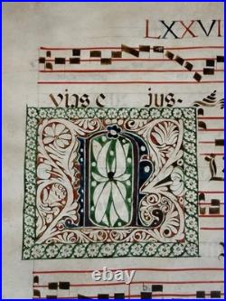 16th C Illuminated Antiphonal Vellum Leaf St Peter & Paul Gregorian Chant