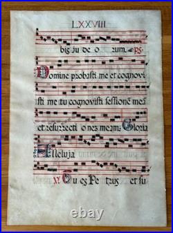 16th C Illuminated Antiphonal Vellum Leaf St Peter & Paul Gregorian Chant