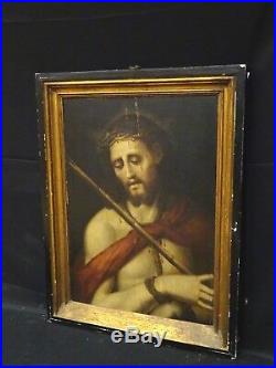 16th Century Flemish Old Master Christ Wearing The Crown Of Thorns Antique Panel