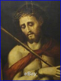 16th Century Flemish Old Master Christ Wearing The Crown Of Thorns Antique Panel