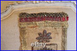 16th Century Religious Embroidered Orphrey Panel Metallic Silk Needlework Saint
