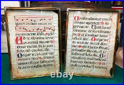 16th Century Spanish Monk Hymnal Psalter Antiphonal pages parchment religious