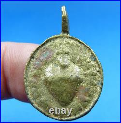 1700s ANTIQUE RELIGIOUS MEDAL SACRED SWORDS HEARTS JESUS AND MARIA PENDANT
