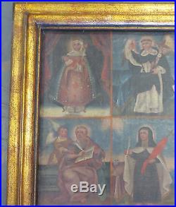 1700s Authenticated Antique Religious Mexican Oil on Canvas Painting