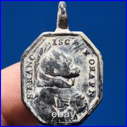 1700s FRANCIS OF ASSISI CATHOLIC MEDAL ANTIQUE ST ROSE MEDALLION