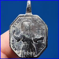 1700s FRANCIS OF ASSISI CATHOLIC MEDAL ANTIQUE ST ROSE MEDALLION