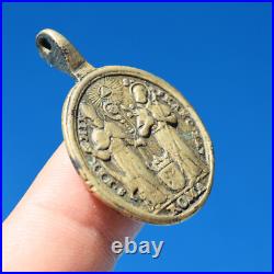 1700s ST FERMIN & ST. FRANCIS RELIGIOUS MEDAL ANTIQUE OUR LADY OF UXUE CHARM