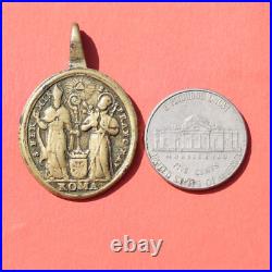 1700s ST FERMIN & ST. FRANCIS RELIGIOUS MEDAL ANTIQUE OUR LADY OF UXUE CHARM