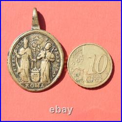 1700s ST FERMIN & ST. FRANCIS RELIGIOUS MEDAL ANTIQUE OUR LADY OF UXUE CHARM