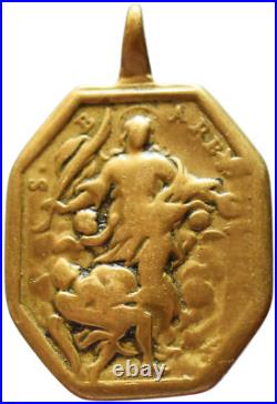 1700s ST JEROME RELIGIOUS MEDAL ANTIQUE ST BARBARA MEDALLION