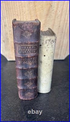 1734 1751 ANTIQUE RELIGIOUS BOOKS Vellum Binding Latin Dutch Theology LOT 2vol