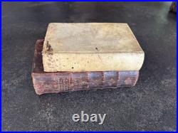1734 1751 ANTIQUE RELIGIOUS BOOKS Vellum Binding Latin Dutch Theology LOT 2vol