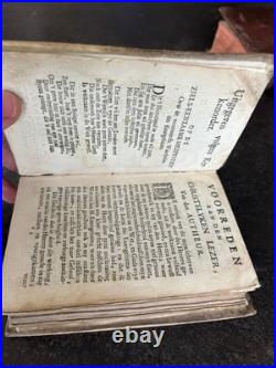 1734 1751 ANTIQUE RELIGIOUS BOOKS Vellum Binding Latin Dutch Theology LOT 2vol